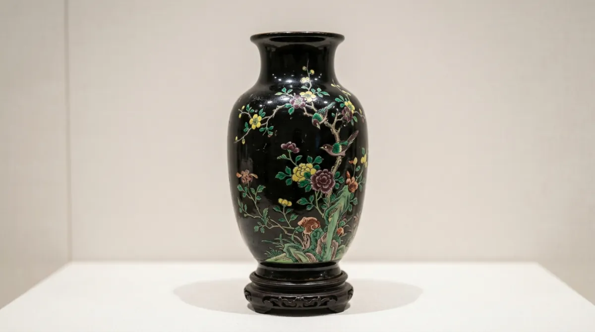 A famille noire piece with a black ground