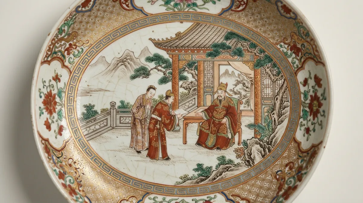 Close-up of a Mandarin figure panel