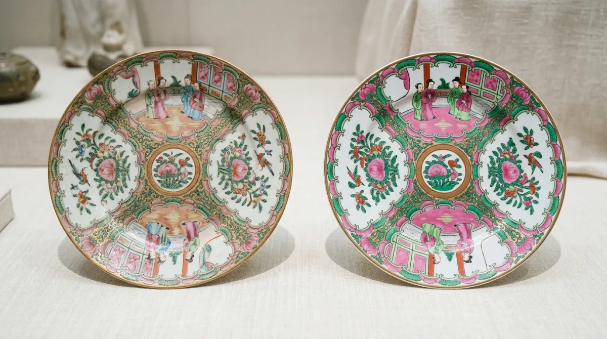 A fine antique piece beside a cheap modern reproduction
