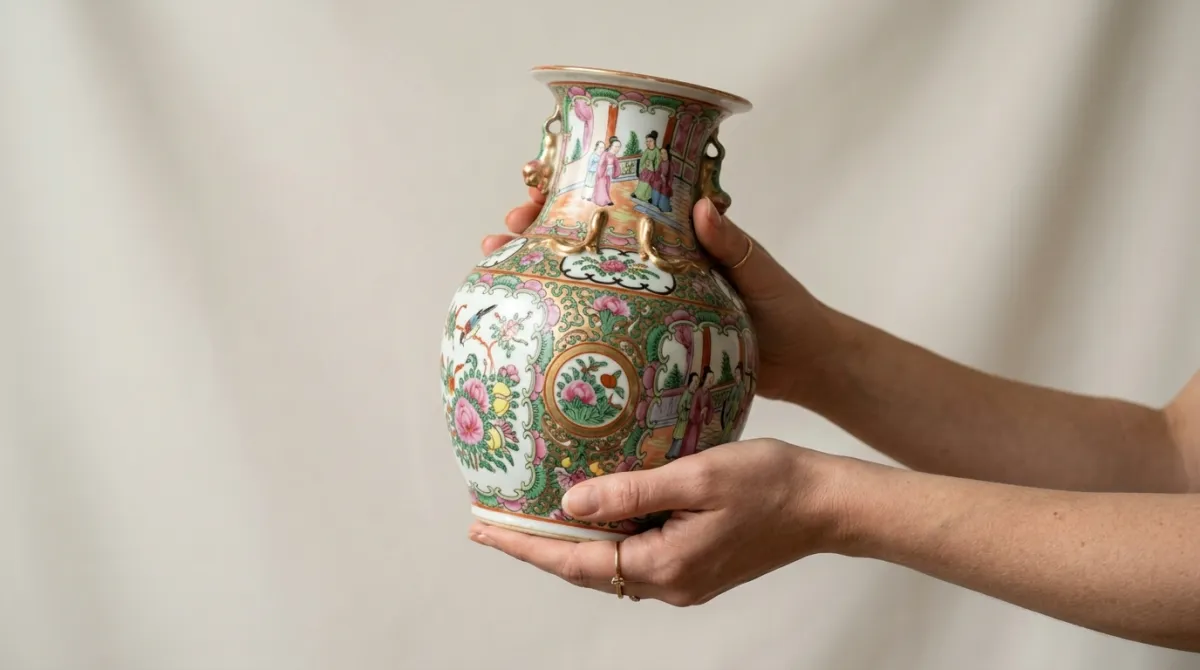 Carrying an antique piece safely with two hands